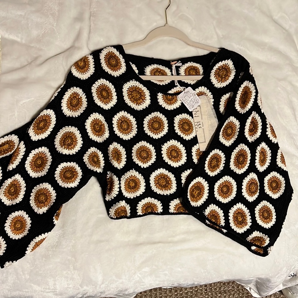 Free people cropped crochet sweater